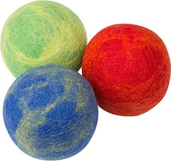 Balles en laine Pet Pizazz pour chien, trio de couleurs, stimule jeu et gencives saines.