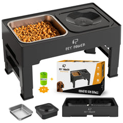 PET POWER gamelle surélevée pour chien, bol inox amovible et facile à nettoyer.