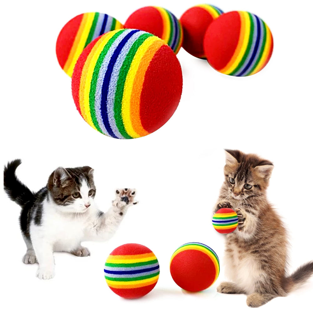 Balle PET SHOW EVA rouge arc-en-ciel pour chat, facile à attraper et transporter.