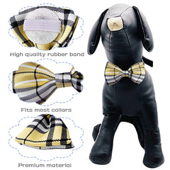 Noeud PET SHOW pour collier chien plaid bleu marine, touche élégante.