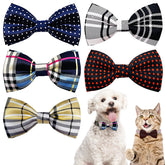 Noeud PET SHOW pour collier chien plaid rouge, allure chic lors des balades.