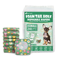 Pet Soft couches pour chien femelle jetables XS verte, confort assuré.