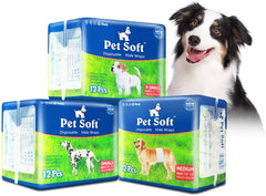 Pet Soft couches jetables pour chien mâle XS, emballage pratique et prêt à l’emploi.