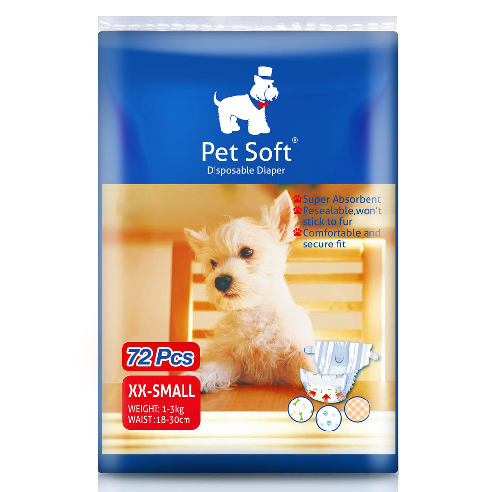 Pet Soft — couches-pour-chien-toute-petite, emballage 72, protection contre les fuites à domicile.