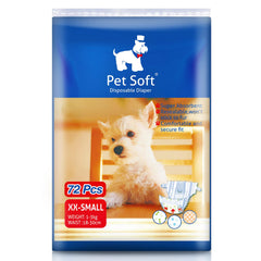 Pet Soft — couches-pour-chien-toute-petite, emballage 72, protection contre les fuites à domicile.