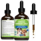 Flacon Pet Wellbeing Adrenal Harmony Gold, présentation claire et pratique pour chiens.
