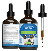 Pet Wellbeing Lung Gold – bouteille pour chat, soutien des voies respiratoires.