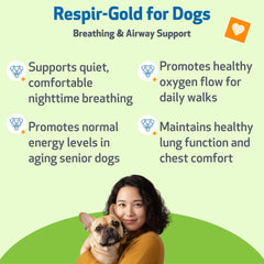 Respir-Gold Pet Wellbeing, ingrédients nigelle et marrube soutenant les voies respiratoires.