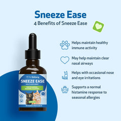 Logo vétérinaire sur l'emballage Pet Wellbeing Sneeze Ease.