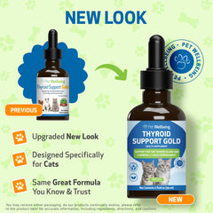 Gouttes liquides Pet Wellbeing Soutien Thyroïde Doré, faciles à verser.