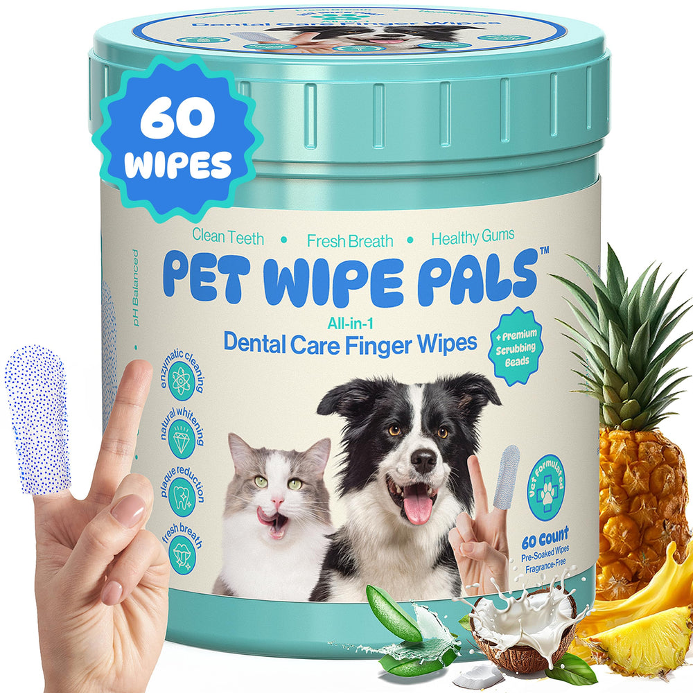Lingettes dentaires Pet Wipe Pals pour chiens, nettoyage enzymatique en profondeur et haleine fraîche.