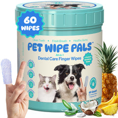 Lingettes dentaires Pet Wipe Pals pour chiens, nettoyage enzymatique en profondeur et haleine fraîche.