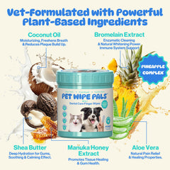 Pet Wipe Pals micro-billes douces, délogent plaque et bactéries sans effort.