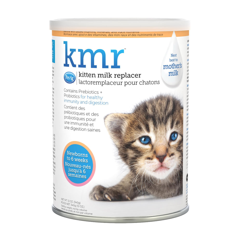 PetAg KMR Poudre chaton-lait: substitut nutritif prêt à nourrir les chatons.