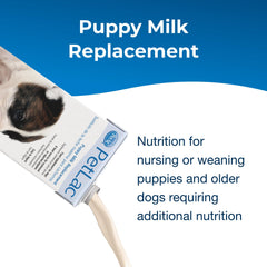 PetLac PetAg, emballage TetraPak, fermeture pratique pour plusieurs chiots.