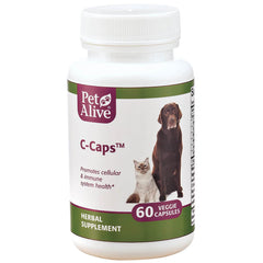 PetAlive C-Caps: bouteille et gélules pour soutenir le système immunitaire des chiens et chats.