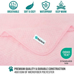 PetAmi couverture double-face gaufre rose pour confort animal.