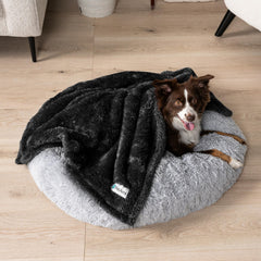 PetAmi couverture noire peluche sherpa pour petits chiens et chats.