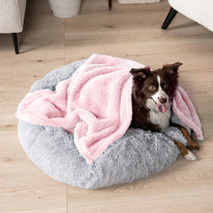 PetAmi Couverture sherpa rose réversible, chaleur confortable pour les siestes.