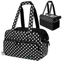 PetAmi Sac petit chien pois noir, vue avant, adapté pour déplacements quotidiens.
