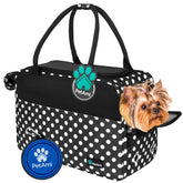 Porté PetAmi sac porte-chien petit à pois, pratique pour déplacements en voiture ou promenade.