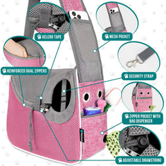Ouverture en maille assurant ventilation et confort dans le PetAmi sling carrier.