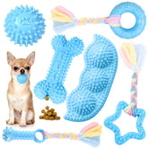 Petcare ensemble 6 jouets chiot bleu pour mâcher et distraction