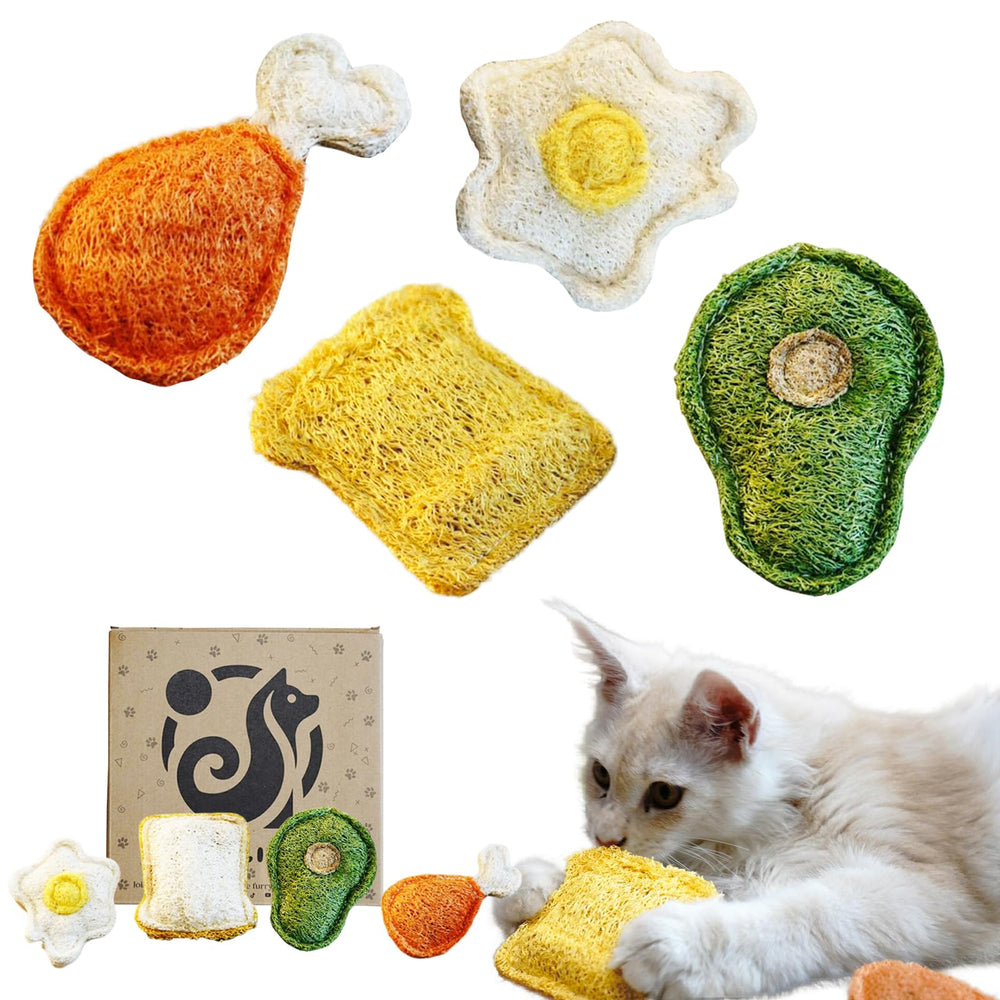 Petelligent Loofah Chew avec herbe à chat et SilverVine – stimulation des gencives chatons.