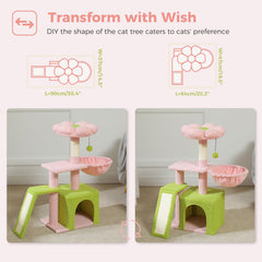 PETEPELA arbre chat rampe sisal rose, favorise le griffage sain et la stimulation physique.