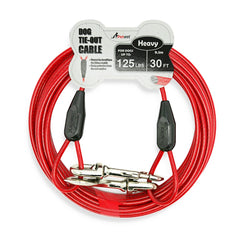 Câble Petest d'attache 30 pieds noir et rouge pour chien, robuste et polyvalent.