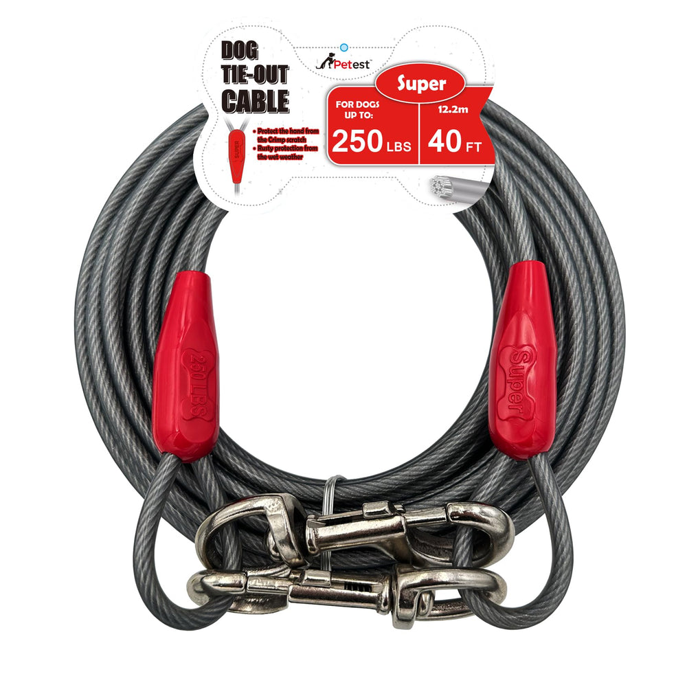 Petest câble d'attache 40 ft pour grands chiens et espaces extérieurs.