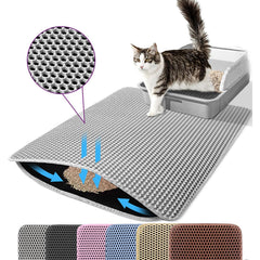 Petinstinct tapis litiere chat 20x14, double couche Nid dabeille pour capturer les grains