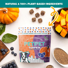 Friandises Petipet citrouille-carotte, ingrédients naturels adaptés aux allergies