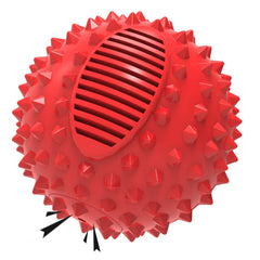 Petizer balle siffante epineuse, idéale pour jeux dynamiques et mordillage sûr.