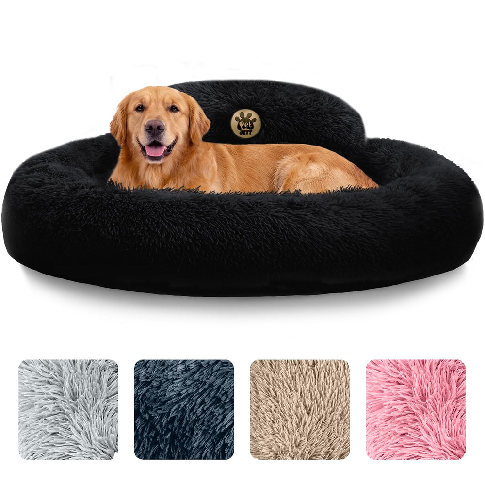 Lit PetJett en forme de beignet noir, confort enveloppant.