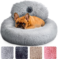 PetJett nid chien rond doux en peluche pour repos profond.