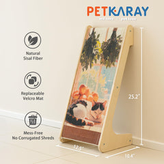 PETKARAY grattoir chat art sisal base-bois, stabilité pour griffage quotidien