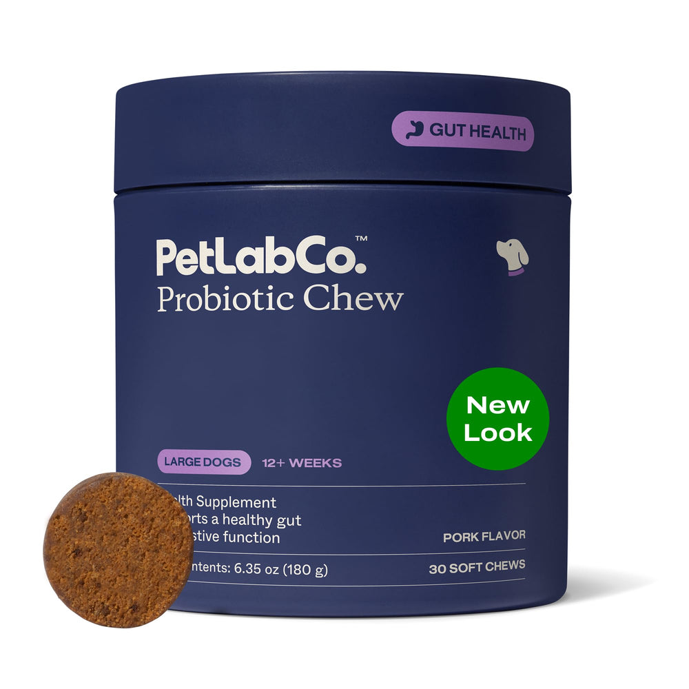 PetLab Co. Probiotiques pour chien, boîte de 30 bouchées souples, soutien digestif potentiel.