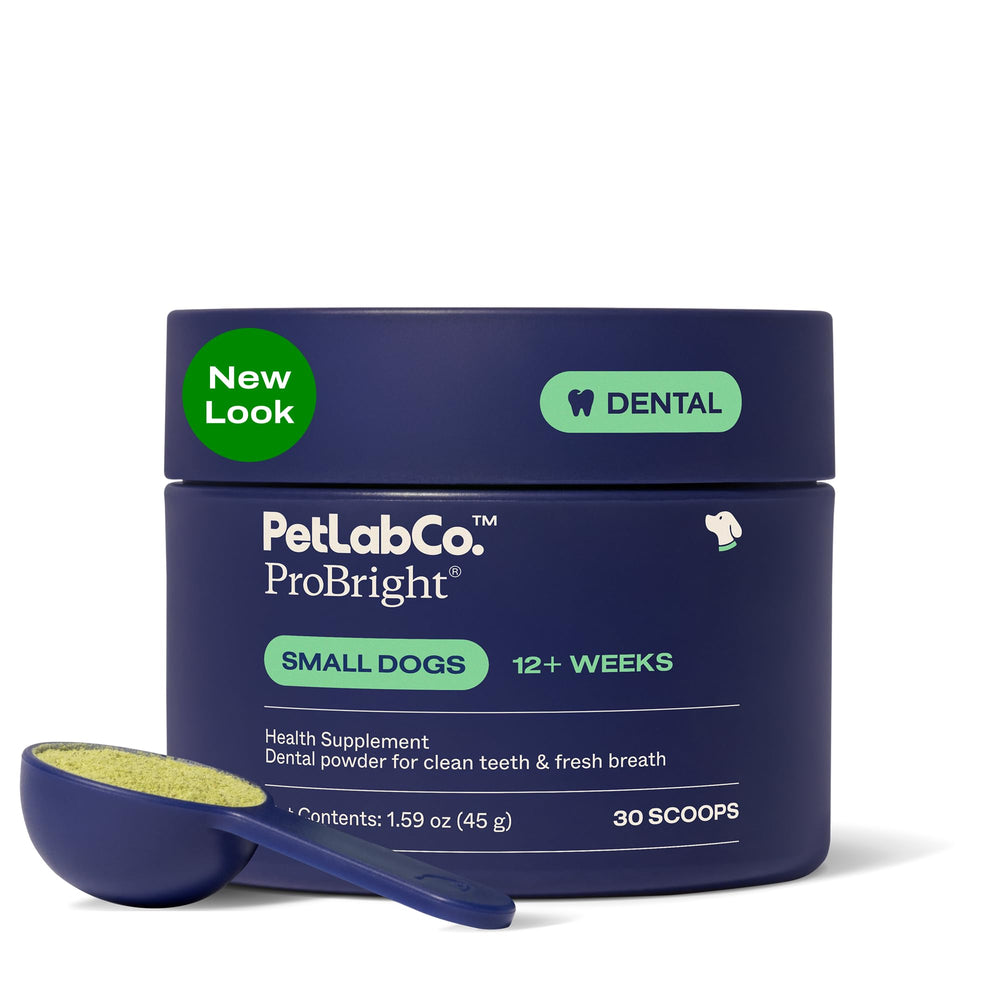 PetLab Co ProBright Poudre Dentaire dans la bouteille pour une haleine plus fraîche.
