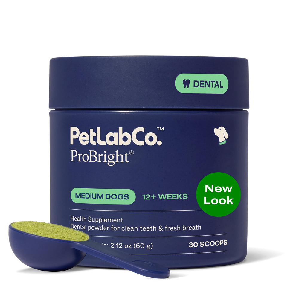 PetLab Co ProBright Poudre Dentaire Chien – sourire frais et nettoyage simplifié.