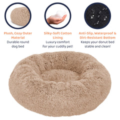 Lit beignet Petloox pour chien, atmosphère apaisante idéale pour les moments calmes.
