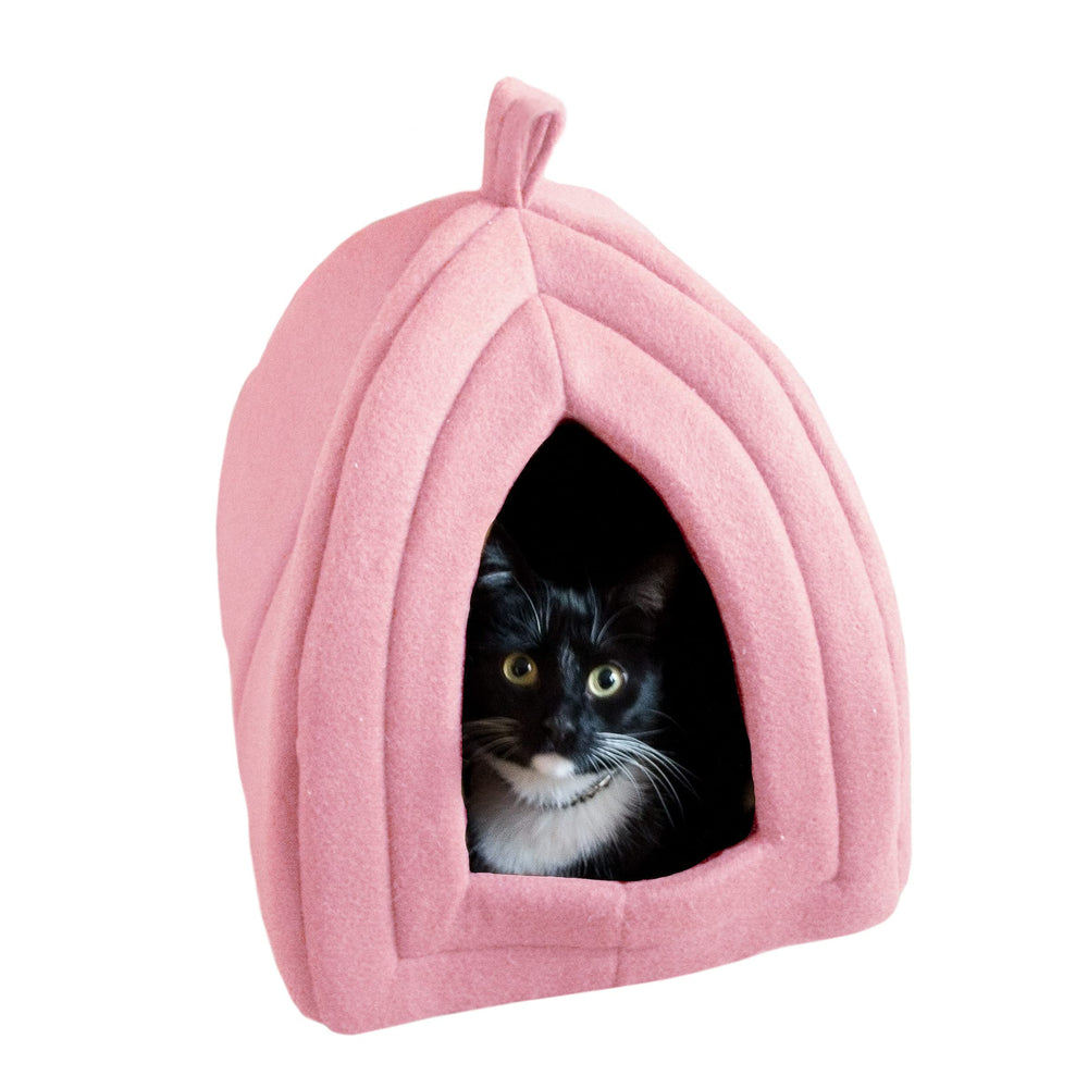 PETMAKER Maison chat intérieur rose, cocon privé pour repos détendu.