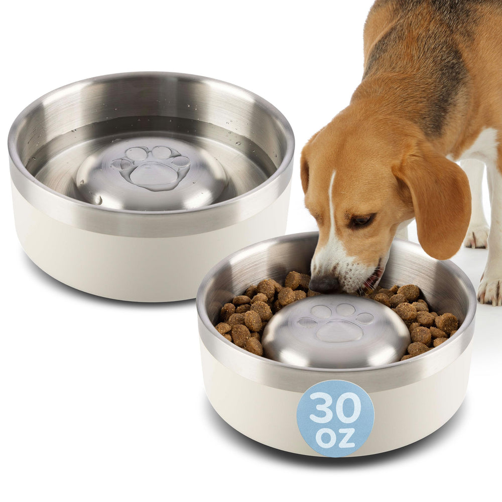 Gamme PETMAKER : set de deux gamelles inox 30oz pour chiens.