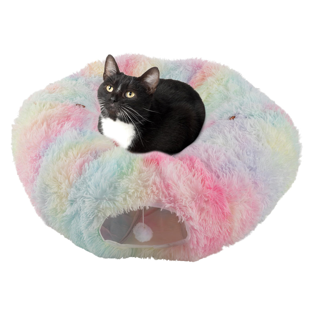 PETMAKER tunnel-chat en tissu peluche pour divertissement et repos confortable.