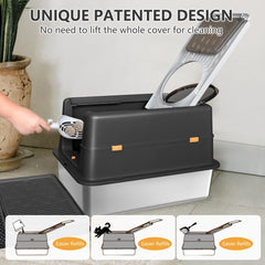 PetMarket litière en acier inox XXL, dimensions 24x16x17 pouces et capacité élevée