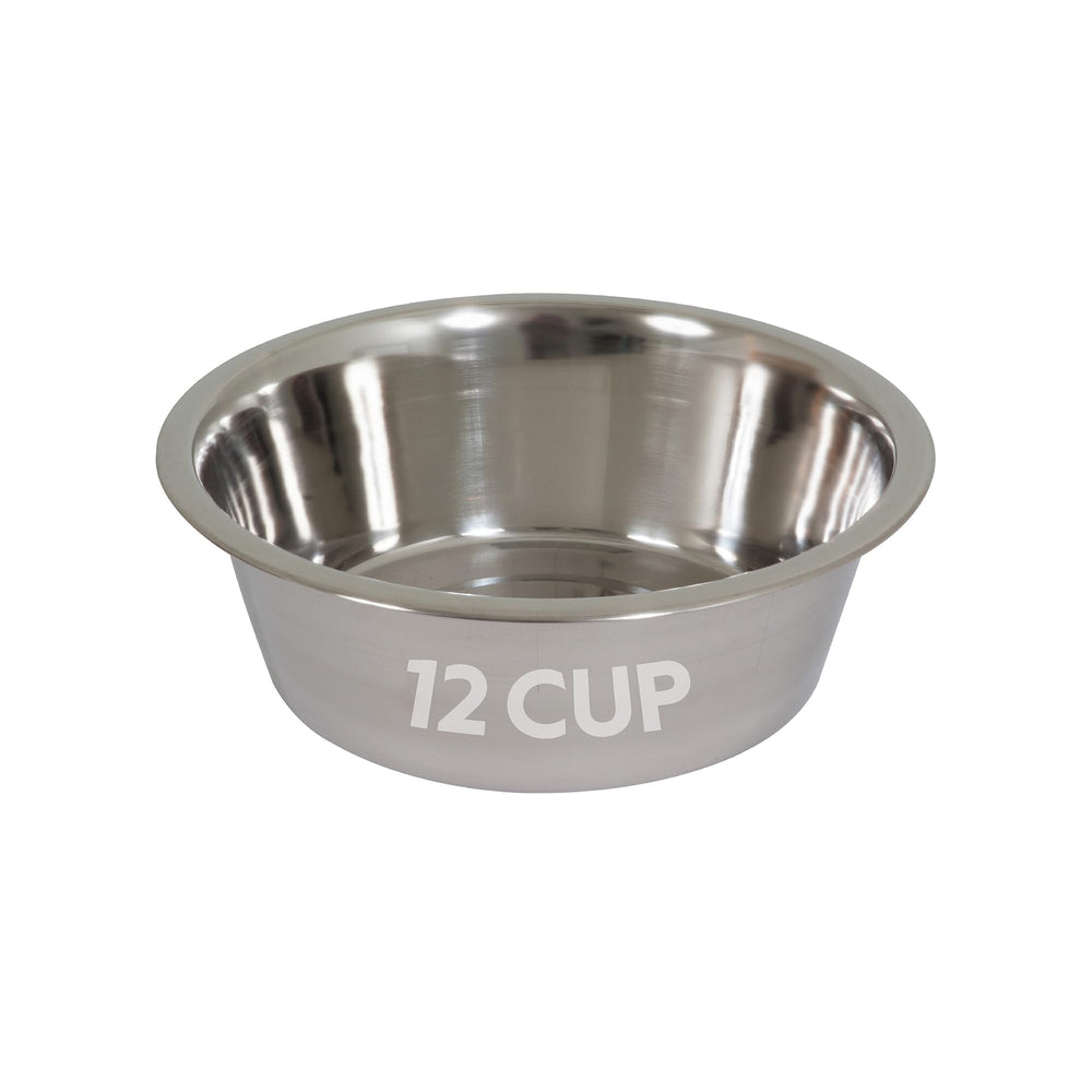 Bol Petmate en inox, premier plan, idéal pour eau et nourriture.