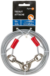 Petmate câble longe chien 15 pieds avec revêtement vinyle, liberté d'exercice en extérieur.