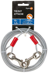 Petmate câble longe chien 15 pieds avec revêtement vinyle, liberté d'exercice en extérieur.