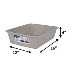 Petmate litière ouverte pour chat – couleur gris souris et base large.