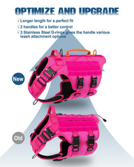 PETNANNY harnais tactique rose vue arrière, patchs accessibles et attaches simples